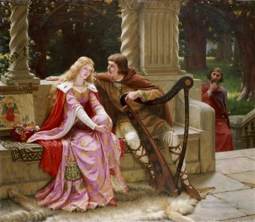  Regency Oil Painting - Tristan and Isolde historical Regency Edmund Leighton